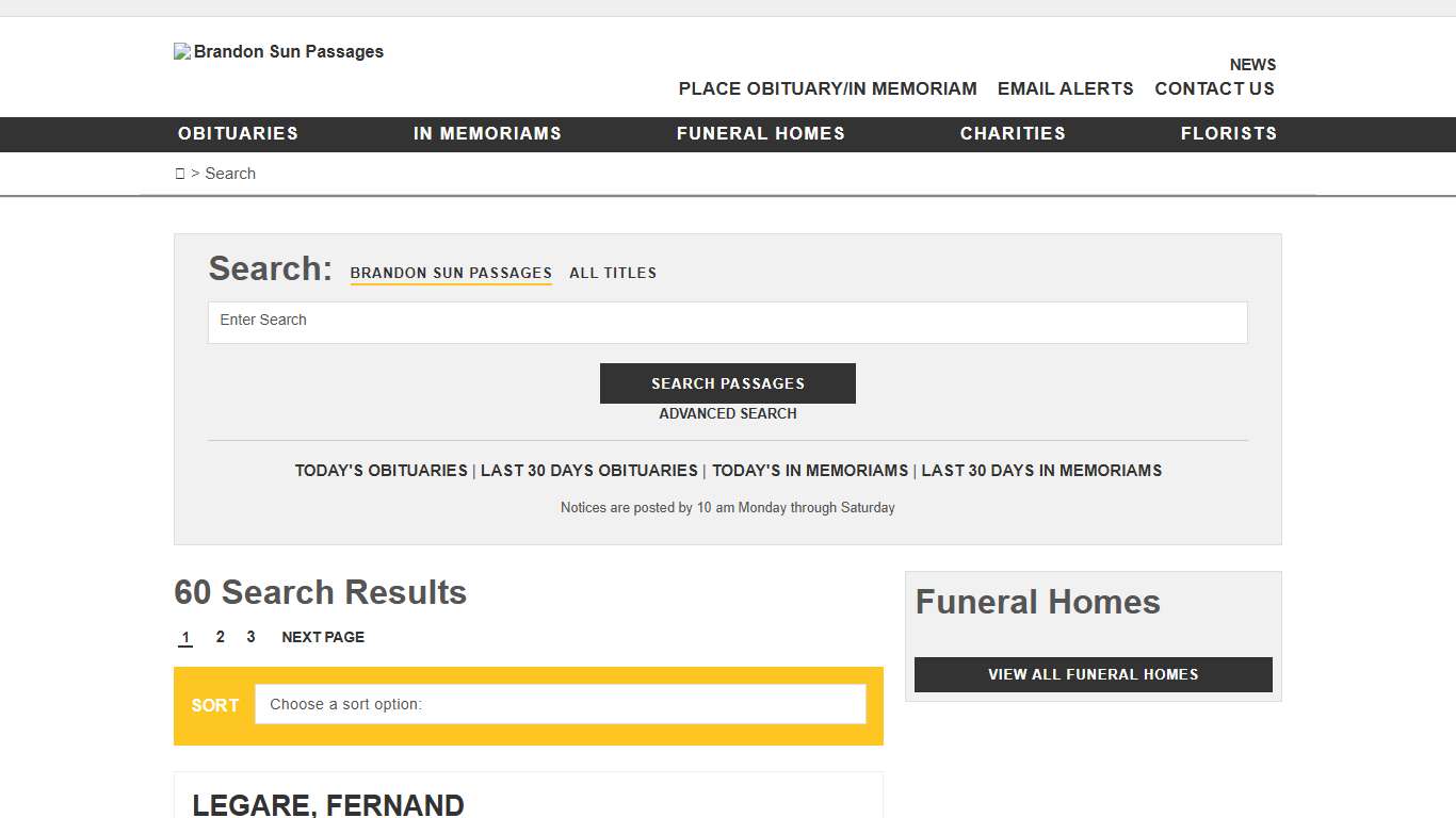 Search Results - Obituaries published on Brandon Sun Passages
