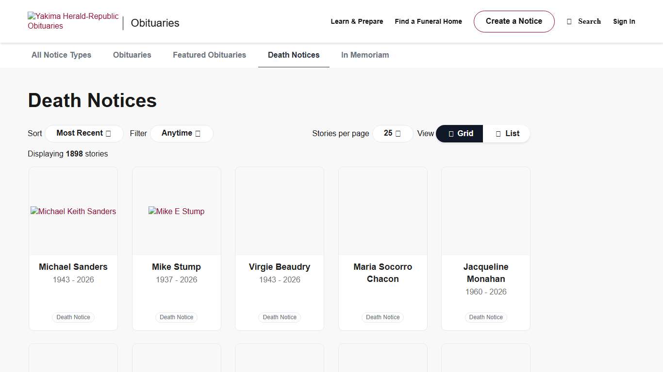 Yakima Herald-Republic Death Notices